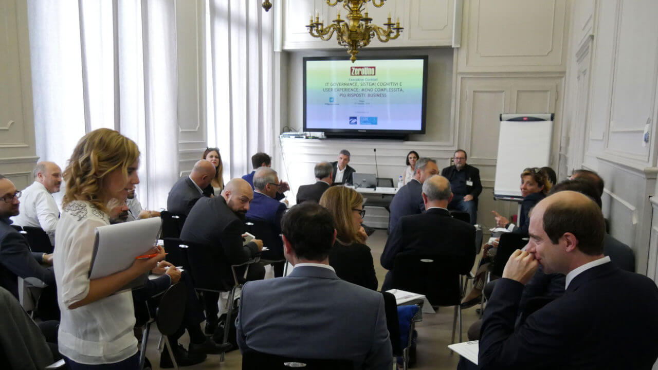 Maintetti, Ceresi e Ajani durante l'Executive Cocktail di ZeroUno